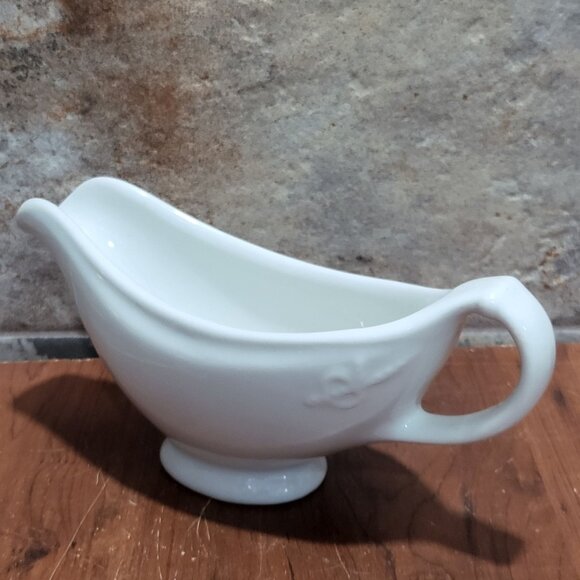 White Gravy Boat Handle Spout Marked Sterling East Liverpool Ohio USA 1930 - Picture 11 of 12